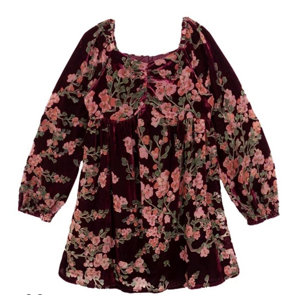 Bloomingdales Rare Ed Girls 14 Burgundy Velvet Once Upon A Dream Dress $88 NWT
